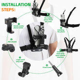 Mobile Phone Chest Mount Harness Strap Holder Cell Phone Clip Action Camera POV for Samsung iPhone
